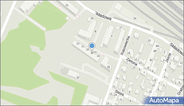 Siedlce, Rakowiecka, 20, mapa Siedlce