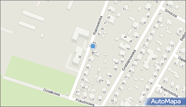 Siedlce, Rakowiecka, 55, mapa Siedlce