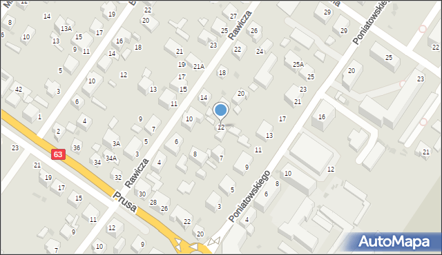 Siedlce, Rawicza Władysława, 12, mapa Siedlce