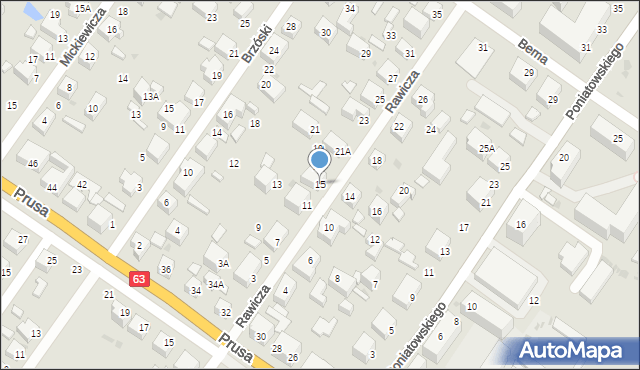 Siedlce, Rawicza Władysława, 15, mapa Siedlce