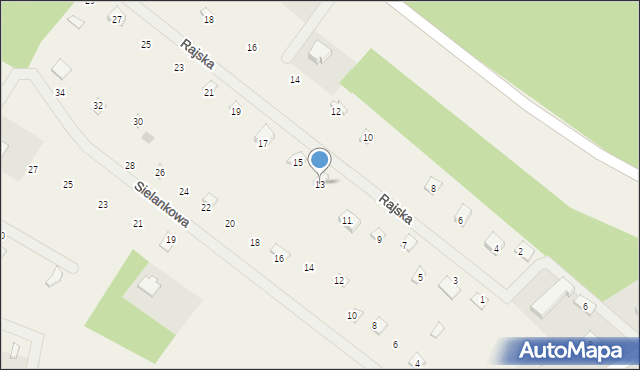 Sikorzyno, Rajska, 13, mapa Sikorzyno