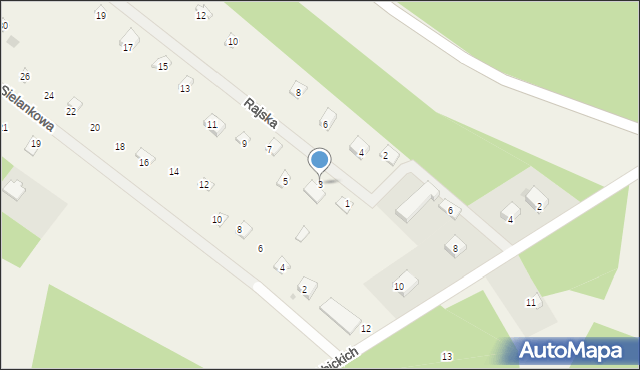 Sikorzyno, Rajska, 3, mapa Sikorzyno