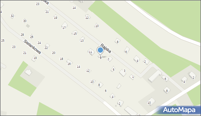 Sikorzyno, Rajska, 9, mapa Sikorzyno