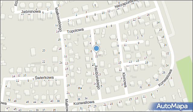 Skierniewice, Raciborskiego Mariana, prof., 11, mapa Skierniewic
