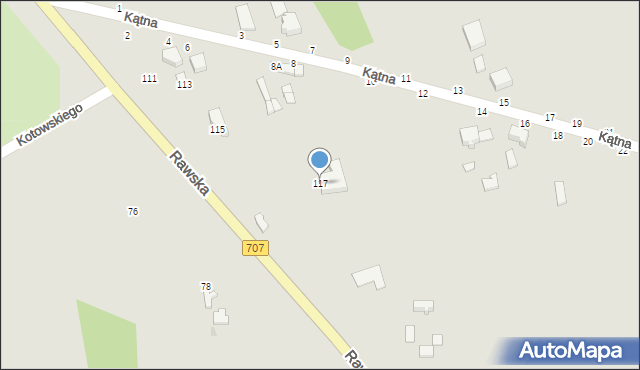 Skierniewice, Rawska, 117, mapa Skierniewic