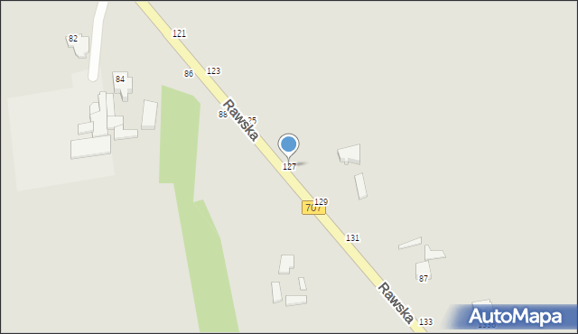 Skierniewice, Rawska, 127, mapa Skierniewic