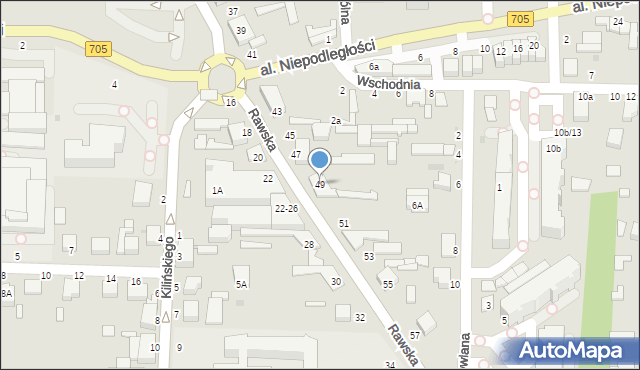 Skierniewice, Rawska, 49, mapa Skierniewic