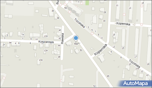 Skierniewice, Rawska, 50a, mapa Skierniewic