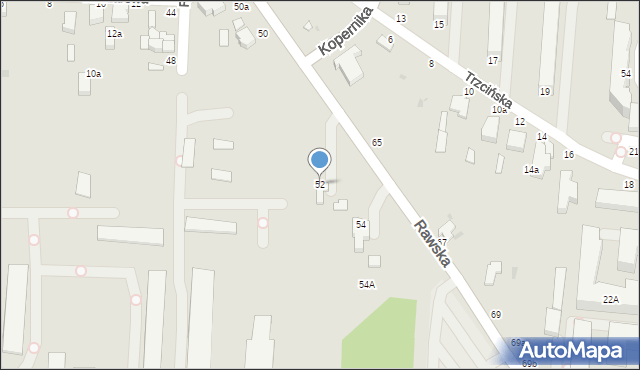 Skierniewice, Rawska, 52, mapa Skierniewic