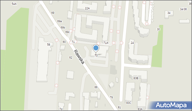 Skierniewice, Rawska, 73, mapa Skierniewic