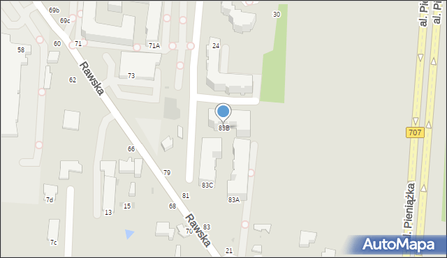 Skierniewice, Rawska, 83B, mapa Skierniewic