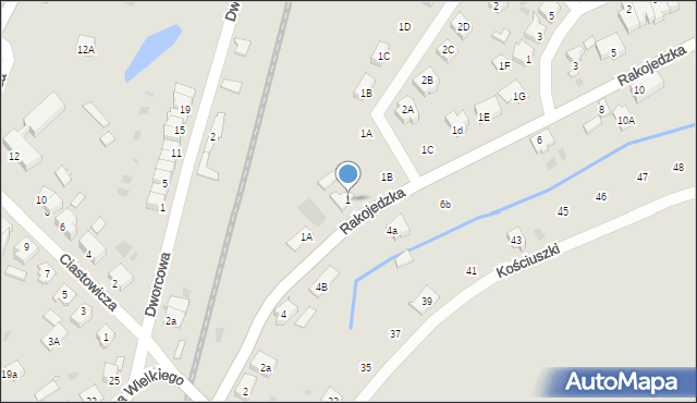 Skoki, Rakojedzka, 1, mapa Skoki