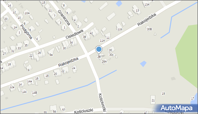 Skoki, Rakojedzka, 28, mapa Skoki