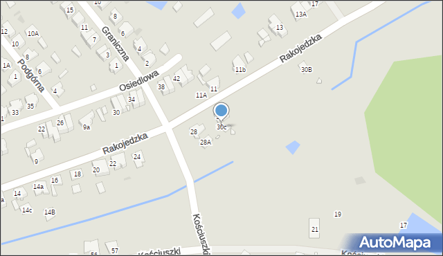 Skoki, Rakojedzka, 30c, mapa Skoki