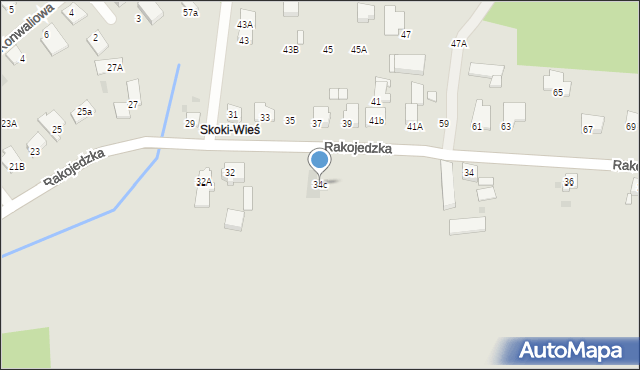 Skoki, Rakojedzka, 34c, mapa Skoki