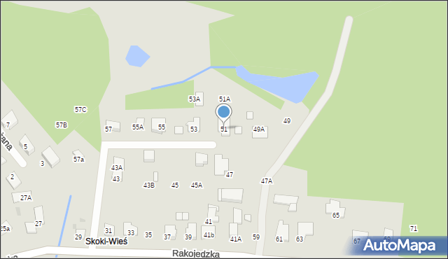 Skoki, Rakojedzka, 51, mapa Skoki