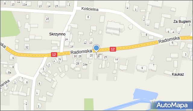 Skrzynno, Radomska, 18a, mapa Skrzynno