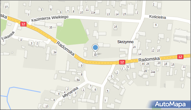 Skrzynno, Radomska, 32, mapa Skrzynno