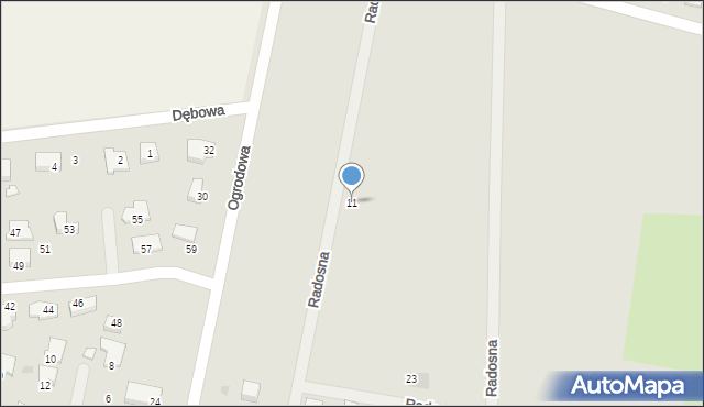 Sława, Radosna, 11, mapa Sława