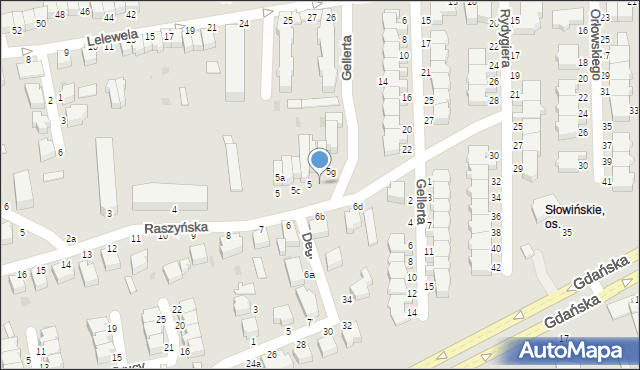 Słupsk, Raszyńska, 5f, mapa Słupska