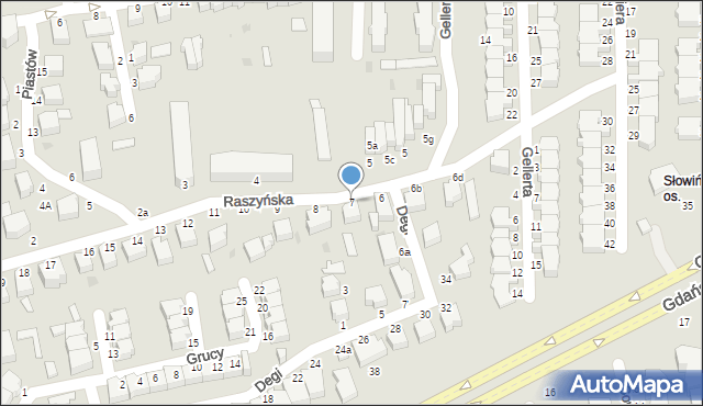 Słupsk, Raszyńska, 7, mapa Słupska