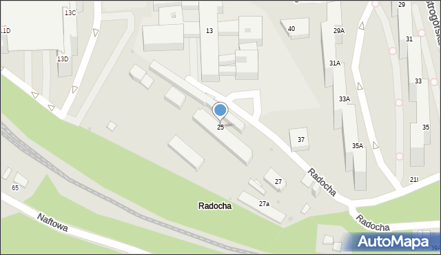 Sosnowiec, Radocha, 25, mapa Sosnowca