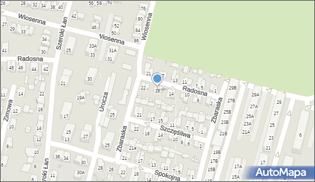Sosnowiec, Radosna, 18, mapa Sosnowca