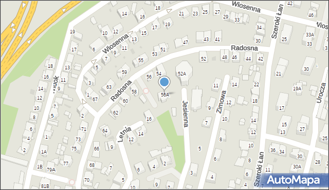 Sosnowiec, Radosna, 56A, mapa Sosnowca