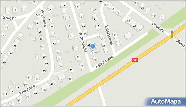 Środa Śląska, Rakoszycka, 17, mapa Środa Śląska