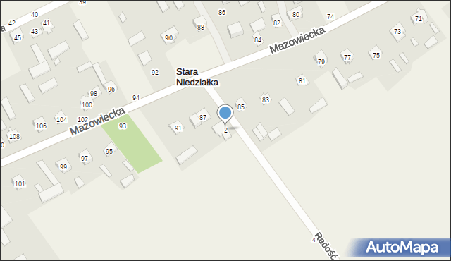Stara Niedziałka, Radość, 2, mapa Stara Niedziałka