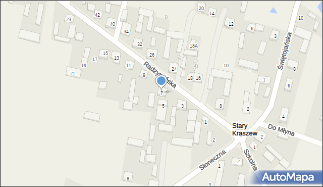 Stary Kraszew, Radzymińska, 7, mapa Stary Kraszew