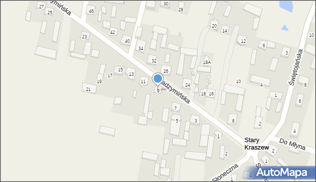 Stary Kraszew, Radzymińska, 9, mapa Stary Kraszew