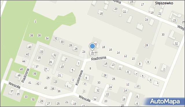 Stęszewko, Radosna, 22, mapa Stęszewko