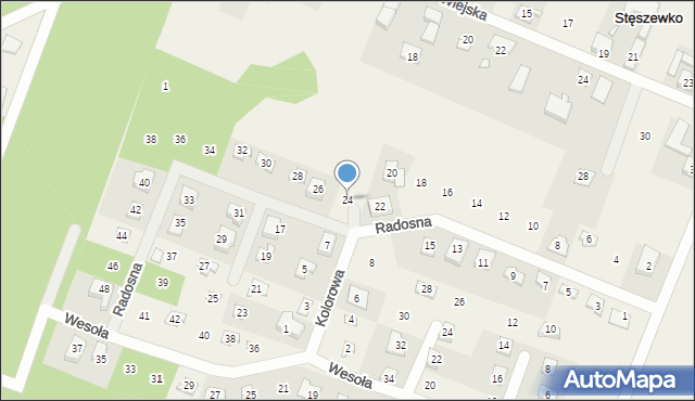 Stęszewko, Radosna, 24, mapa Stęszewko