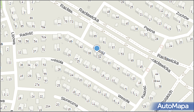 Świdnik, Radość, 36, mapa Świdnika