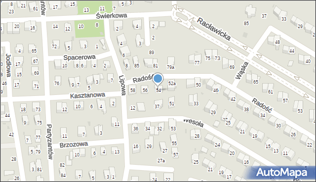 Świdnik, Radość, 54, mapa Świdnika