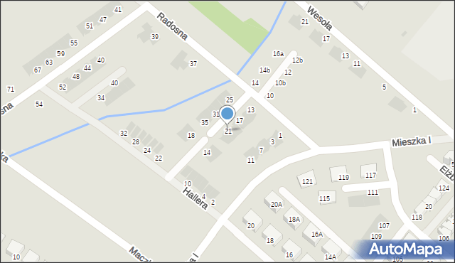 Świebodzice, Radosna, 21, mapa Świebodzice