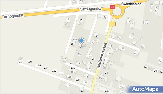 Świerklaniec, Radzionkowska, 2c, mapa Świerklaniec