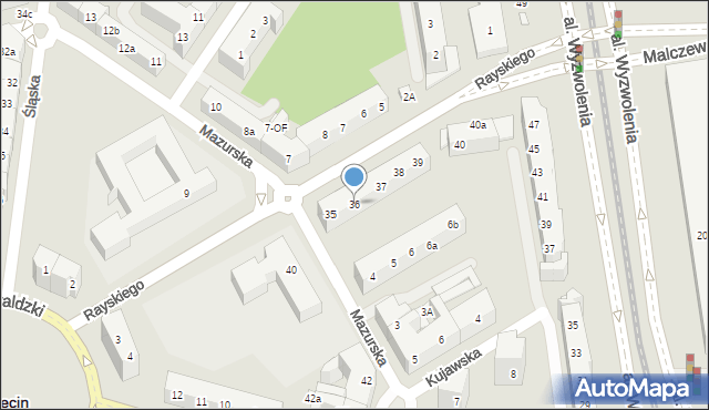 Szczecin, Rayskiego Ludomiła, gen., 36, mapa Szczecina