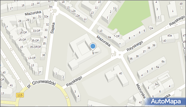 Szczecin, Rayskiego Ludomiła, gen., 9, mapa Szczecina