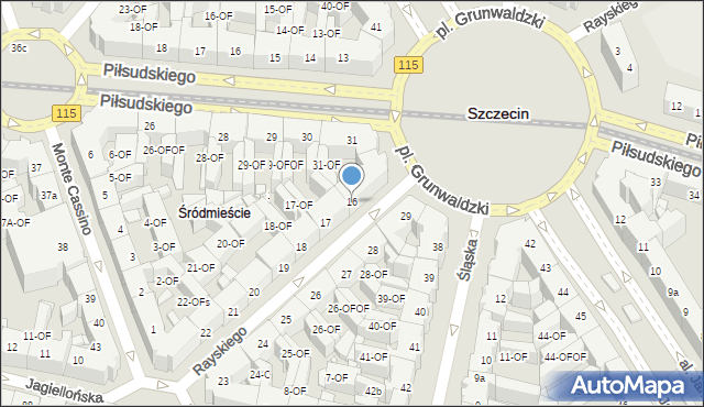 Szczecin, Rayskiego Ludomiła, gen., 16, mapa Szczecina