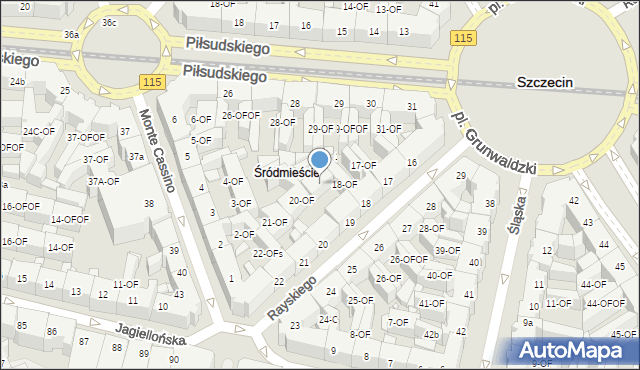 Szczecin, Rayskiego Ludomiła, gen., 19-OF, mapa Szczecina