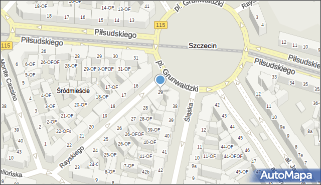 Szczecin, Rayskiego Ludomiła, gen., 29, mapa Szczecina
