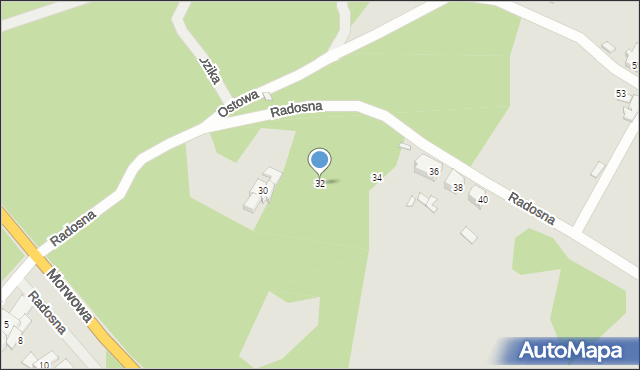 Szczecin, Radosna, 32, mapa Szczecina