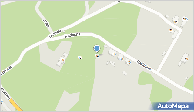 Szczecin, Radosna, 34, mapa Szczecina