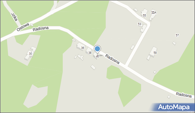 Szczecin, Radosna, 40, mapa Szczecina