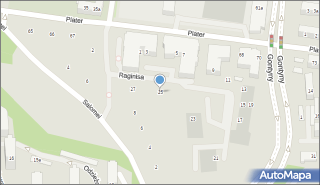 Szczecin, Raginisa Władysława, mjr., 25, mapa Szczecina