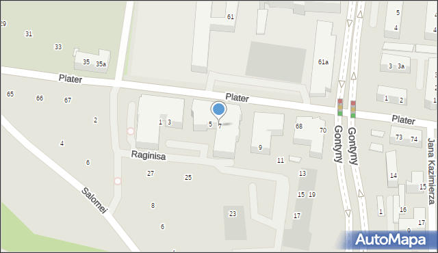 Szczecin, Raginisa Władysława, mjr., 7, mapa Szczecina