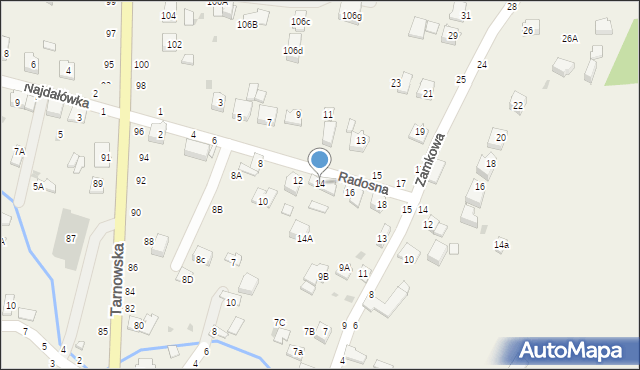 Tarnowiec, Radosna, 14, mapa Tarnowiec