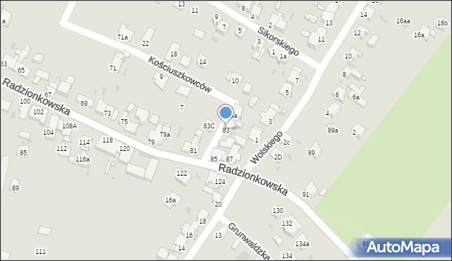 Tarnowskie Góry, Radzionkowska, 83, mapa Tarnowskie Góry